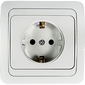Одинарная розетка IN HOME с заземлением CLASSICO белая 2028 4680005959907 (артикул 15918905) – фото 1