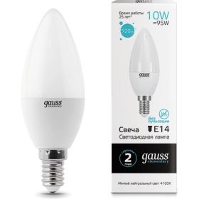 Лампа Gauss LED Elementary Свеча 10W E14 920lm 4100K 33120 (артикул 15869331) – фото 1