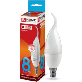 Светодиодная лампа IN HOME LED-СВЕЧА НА ВЕТРУ-VC 8Вт, 230В, Е14, 4000К, 720Лм 4690612030432 (артикул 16146074) – фото 1