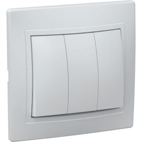 Трехклавишный выключатель IEK ВС10-3-0-ККм, 10А, КВАРТА, кремовый EVK30-K33-10-DM (артикул 16302131) – фото 1