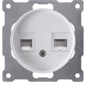 Двойная компьютерная розетка OneKeyElectro RJ45 категория 5e, цвет белый (уп.10 шт) 1E20901300 (артикул 16168185) – фото 1