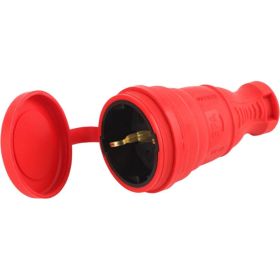 Каучуковый разъем ЭРА R8REDIP44 c заземлением, прямой, 16A, IP44, красный Б0044548 (артикул 16111154) – фото 1