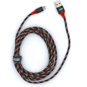USB-кабель AM-microBM BYZ 3 метра, 2.1A, тканевый, черно-красный 23750-BC-090mBKR (артикул 17858701) – фото 1