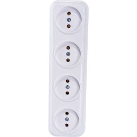 Розетка Bylectrica 4-местная ОУ, серия ВАРИАНТ, белый, РА16-0181 (артикул 17385258) – фото 1