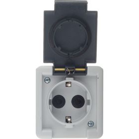 Розетка Aling-conel ARMOR IP55 16A 250В открытой установки с поликарбонатовой вставкой, серый 2711.1A 117006 (артикул 20019130) – фото 1