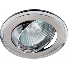 Светильник ЭРА KL22 А SN/CH литой пов. двойной контур MR16,12V/220V, 50W сатин никель/хром C0043709 (артикул 15981269) – фото 1