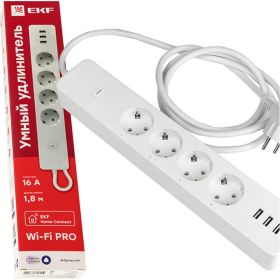 Умный удлинитель c USB EKF Wi-Fi PRO HomeConnect RCE-2-WF (артикул 16500896) – фото 1