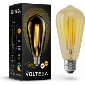 Светодиодная лампа VOLTEGA Колба ST64 GOLD 6W Е27 2800К 5526 (артикул 16183590) – фото 1