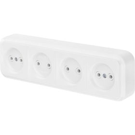 Розетка Bylectrica 4-местная ОУ, серия ПРАЛЕСКА, белый, РА16-264 (артикул 17384466) – фото 1
