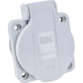 Панельная розетка IEK MAGNUM SCHUKO РП13-3, IP54, серый PSN71-016-3-2-54-K03 (артикул 16523640) – фото 1