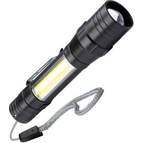 Ручной аккумуляторный фонарь КОСМОС 1Вт LED+5ВтCOB/линза/зум/Li-ion 18650 1000mAh/ABS-пластик/USB-шнур, KOS113Lit (артикул 23398953) – фото 1