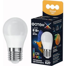 Светодиодная лампа ФОТОН LED P45-C 8W E27 3000K, серия Х 24012 (артикул 19902628) – фото 1