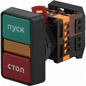Кнопка ЭРА РPВВ30N, ""Пуск-Стоп"" d30мм неон, 240В 1з+1р 10/200/3200 Б0045627 (артикул 16452870) – фото 1