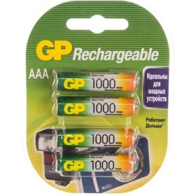 Перезаряжаемые аккумуляторы GP АAA емкость 930 мАч 4 шт 100AAAHC-2DECRC4 (артикул 15783915) – фото 1
