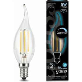 Лампа Gauss LED Filament Свеча на ветру dimmable E14 5W 450lm 4100K 104801205-D (артикул 15869285) – фото 1