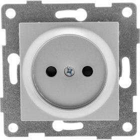 Механизм розетки GUSI ELECTRIC Ugra 1-ой б/з с з/ш, СУ, 16А, 250В, серебро С11Р2-004 (артикул 16032624) – фото 1