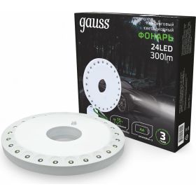 Кемпинговый фонарь Gauss модель GFL003 24LED 300lm 3xAA белый магнит и карабин LED 1/12/72 GF003 (артикул 18342403) – фото 1
