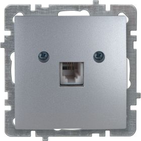 Механизм розетки NILSON 1СП телефонный серебро Touran/Alegra metallic 24130440 (артикул 16352228) – фото 1