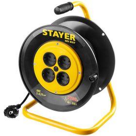 Удлинитель на катушке Stayer MS 207, 30 м, 2200 Вт, 4 гнезда, ПВС 2х0,75 мм2, 55073-30_z01 (артикул 15505549) – фото 1