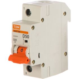 Автоматический выключатель TDM ВА47-100 1Р 50А 10кА D SQ0207-0008 (артикул 15498887) – фото 1