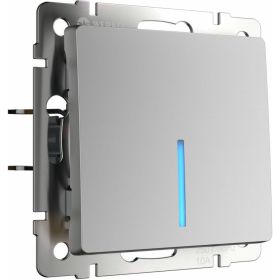Выключатель WERKEL WL06-SW-1G-2W-LED одноклавишный проходной с подсветкой серебряный a029825 (артикул 15777395) – фото 1