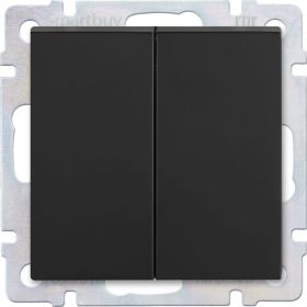 Выключатель Smartbuy 2-клавишный 10А черный Нептун SBE-05b-10-SW2-0 (артикул 16052035) – фото 1