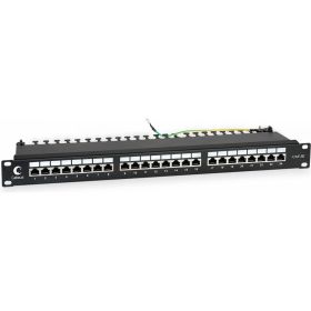 Коммутационная патч-панель Cabeus 1HU, портов: 24хRJ45, категория 5е, экранирование, PL-24-Cat.5e-SH-Dual (артикул 17196769) – фото 1