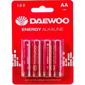 Алкалиновая батарейка DAEWOO LR 6 ENERGY Alkaline 2021 BL-4 5029781 (артикул 17371578) – фото 1