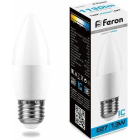 Светодиодная лампа FERON LB-970, 13W, 230V E27 6400K свеча 38112 (артикул 18249055) – фото 1