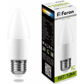 Светодиодная лампа FERON LB-970, 13W, 230V E27 4000K свеча 38111 (артикул 18248389) – фото 1