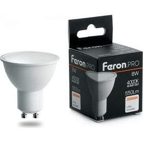 Светодиодная лампа FERON PRO LB-1608 GU10 8W 4000K OSRAM LED 38093 (артикул 16233567) – фото 1