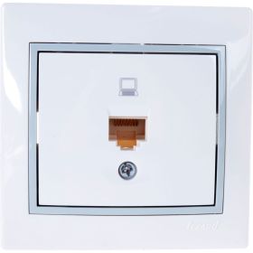 Компьютерная розетка Lezard MIRA, со вставкой, белый с серой 701-0215-139 (артикул 16192921) – фото 1