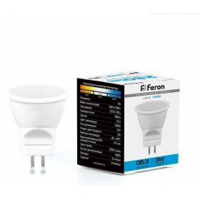 Лампа светодиодная FERON 3W 230V G5.3 6400K, LB-271 25553 (артикул 15928859) – фото 1