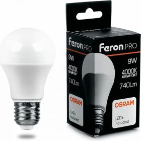 Светодиодная лампа FERON PRO LB-1009 шар E27 9W 4000K OSRAM LED 38027 (артикул 16233651) – фото 1
