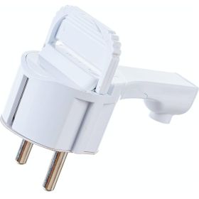 Угловая плоская вилка за шкаф с/з, 16А, белая FLAT PLUG Electraline 55043 (артикул 15480189) – фото 1
