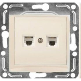 Двухместная телефонная розетка RJ -11, крем Volsten Violet V01-22-F22-M 9141 (артикул 15590919) – фото 1