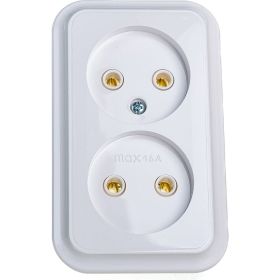 Розетка Bylectrica, 2-местная ОУ серия Пралеска, белый РА16-238 (артикул 17385834) – фото 1
