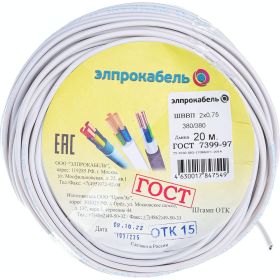 Провод ЭлПроКабель гибкий плоский ШВВП 2х0,75 20м ГОСТ 4630017847549 (артикул 15987800) – фото 1