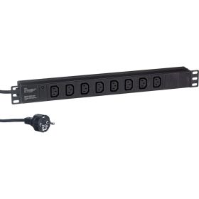 Блок розеток ExeGate ServerPro PDU-19H809 Al-8C13-EU2.5CU, 19, 1U, алюминий, 8 IEC 320 C13, евро, 2.5м 280855 (артикул 17619180) – фото 1