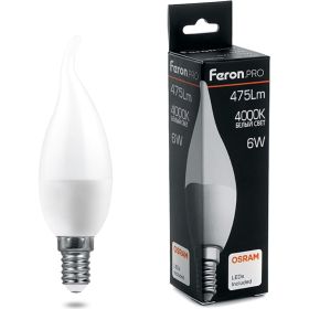 Светодиодная лампа FERON PRO LB-1306 Свеча E14 6W 4000K OSRAM LED 38048 (артикул 16233693) – фото 1