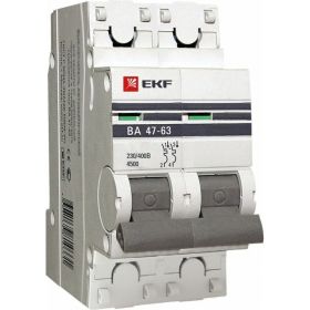 Автоматический двухполюсный выключатель EKF 20А С ВА47-63 4.5кА PROxima mcb4763-2-20C-pro 8880434 (артикул 15747220) – фото 1