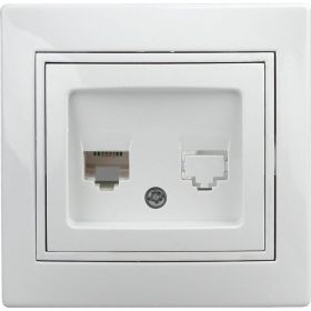 Информационная розетка Intro 1Э30301 RJ45, СУ, б.л., Plano, белый Б0038835 (артикул 16069914) – фото 1
