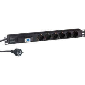 Блок розеток ExeGate ServerPro PDU-19H610 Al-6S-EU2.5CU-1P, 19, 1U, алюминий, 6Sch, евро, 2.5м, защита перегрузки 280835 (артикул 17618682) – фото 1