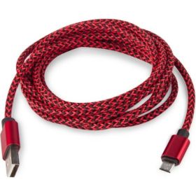 Кабель USB Rombica micro USB, текстиль, 2м, красный, Digital AB-04 (артикул 16203509) – фото 1