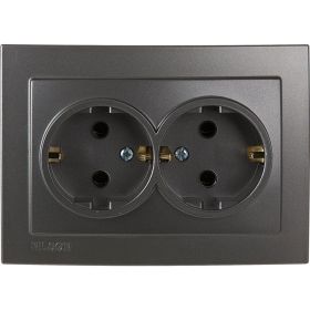 Розетка NILSON 2СП з/к антрацит Touran metallic 24161025 (артикул 16352119) – фото 1