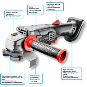 Аккумуляторная угловая шлифмашина GRAPHITE Energy+ 58g003 (артикул 15857292) – фото 4