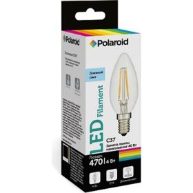 Светодиодная лампа Polaroid 220V C37 FIL 4W 6500K E14 470lm PL-C37F4146 (артикул 16222970) – фото 1