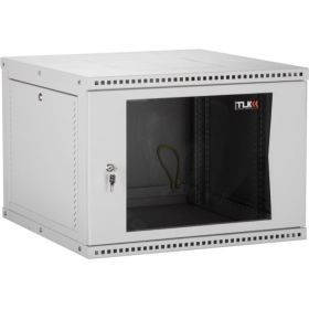 Настенный разборный шкаф TLK 19, 12U, стеклянная дверь, серый TWI-126060-R-G-GY (артикул 15900299) – фото 1