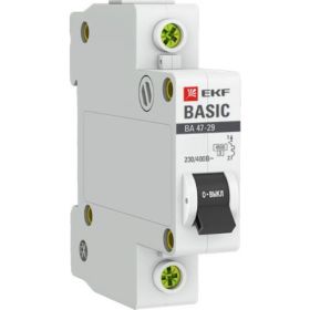 Автоматический выключатель EKF Basic ВА 47-29, 1P, 6А, B, 4,5кА, SQ mcb4729-1-06-B (артикул 16040539) – фото 1