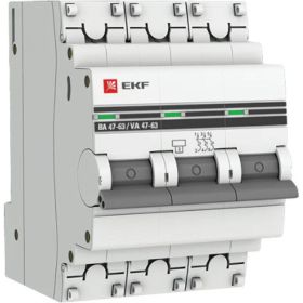 Автоматический выключатель EKF PROxima, ВА 47-63, 3P, 10А, В, 4,5kA, SQ mcb4763-3-10B-pro (артикул 16040438) – фото 1